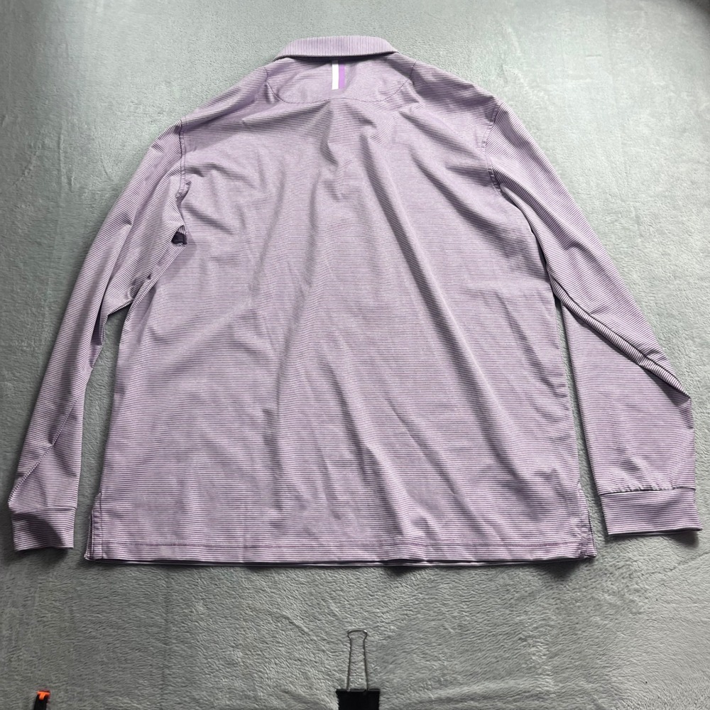 Rhoback Mens XL Purple Striped Performance Long Sleeve Polo Shirt Golf Shirt - Picture 6 of 8